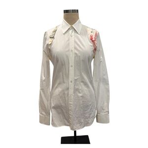 Alexander McQueen White Shirt with Red Embroidery